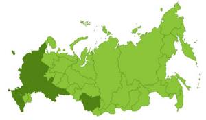 Регионы распространения на карте России