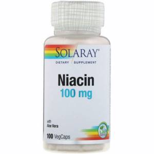 Solaray, Ниацин, 100 мг, 100 растительных капсул