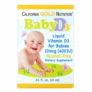 California Gold Nutrition, Витамин D3, детские капли, 10 мкг (400 МЕ), 0,34 ж.унц. (10 мл)